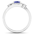 0.75 Ct Oval Violet Tanzanite & Lab Diamond Prong 14K Gold Halo Bypass Ring by Fine Color Jewels