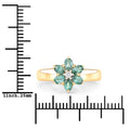 0.81 Ct Genuine Green Alexandrite and Diamond 18K Yellow Gold Flower Ring by Fine Color Jewels