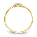 10K Gold CZ Heart Bypass Three Stone Ring by Fine Color Jewels