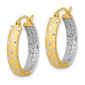10k Gold Two-tone Diamond-cut Hoop Earrings by Fine Color Jewels
