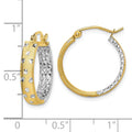 10k Gold Two-tone Diamond-cut Hoop Earrings by Fine Color Jewels