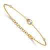 0.43 Ct Pear White Lab Grown Diamond Bezel 14K Yellow Gold Station Chain Bracelet