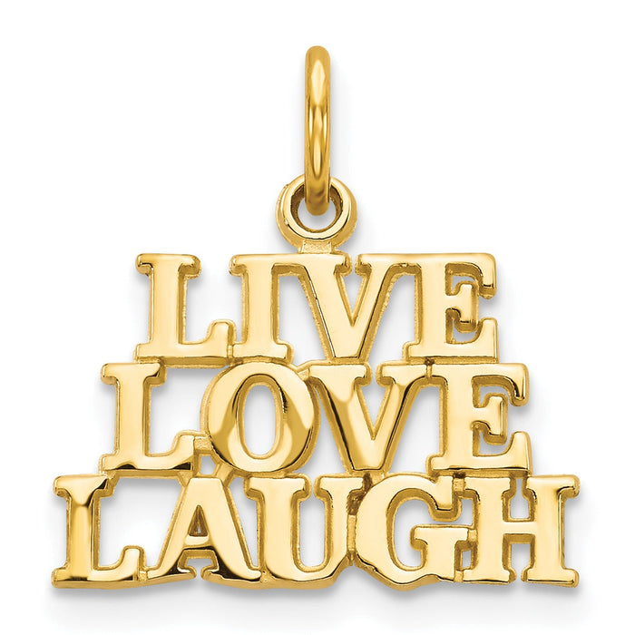 14k Gold Live Love Laugh Charm Pendant by Fine Color Jewels