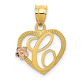 14k Gold Heart Initial Pendants by Fine Color Jewels