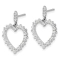 14k White Gold 1 ct Lab Grown Diamond Dangle Heart Earrings by Fine Color Jewels