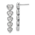 14K Gold Lab Grown Diamond Heart Dangle Post Earrings by Fine Color Jewels