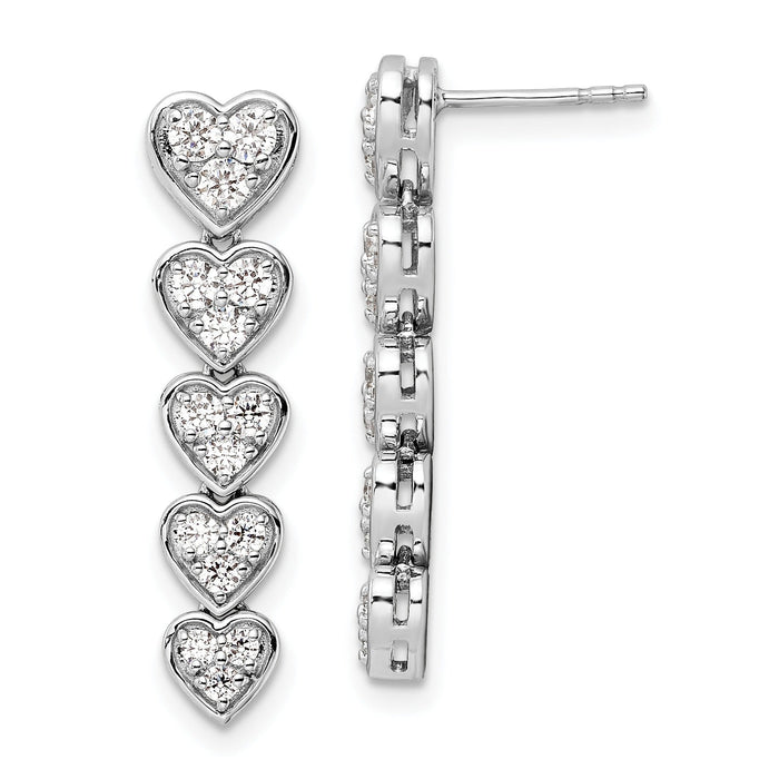 14K Gold Lab Grown Diamond Heart Dangle Post Earrings by Fine Color Jewels