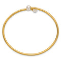 14K Gold Filled Crystal Simulated Pearl Flexible Bangle Bracelet by Fine Color Jewels