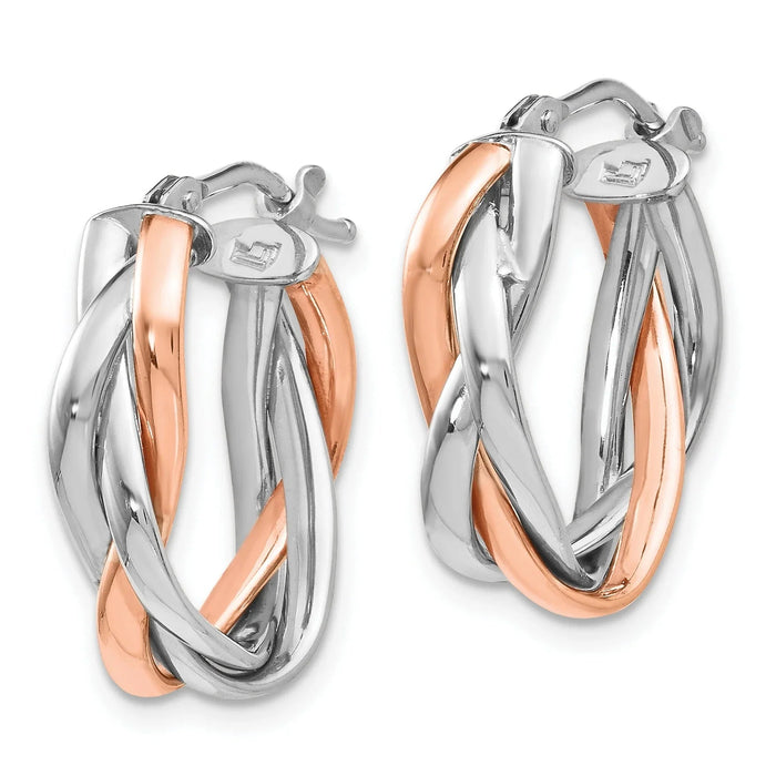 Braided 14K Gold Hinged Hoop Earrings by Fine Color Jewels