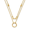 Double Layer Circle 14K Yellow Gold Cable Chain Necklace