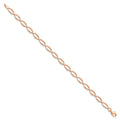 14k Rose Gold Diamond-Cut Open Marquise Fancy Link Lobster Clasp Chain Bracelet by Fine Color Jewels