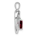 Sterling Silver Red Garnet Diamond Heart Pendant by Fine Color Jewels