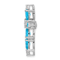 14k White Gold Natural Swiss Blue Topaz Diamond Cross Pendant by Fine Color Jewels