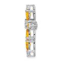 14k White Gold Natural Pear Yellow Citrine Diamond Cross Pendant by Fine Color Jewels