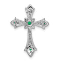 Gold Round Natural Emerald and Diamond Pendant by Fine Color Jewels