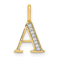 Natural Diamond Initial Letter 14k Gold Pendant by Fine Color Jewels