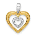 14k Two-tone 1/6 carat Lab Grown Diamond Dangle Double Heart Pendant by Fine Color Jewels