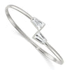 Tapered Baguette White Cubic Zirconia Bezel Sterling Silver Open Bypass Slip-On Bangle Bracelet