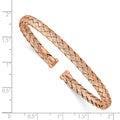 Rose Gold over Sterling Silver Textured Woven Open Slip-On Adjustable Bangle Bracelet by Fine Color Jewels