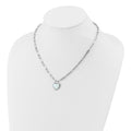 Sterling Silver Created Opal Heart Paperclip Link Necklace by Fine Color Jewels