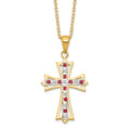 Silver Natural Diamond and Ruby Cross Necklace by Fine Color Jewels