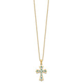 Silver Natural Diamond and Emerald Cross Necklace by Fine Color Jewels
