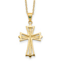 Silver Natural Diamond and Emerald Cross Necklace by Fine Color Jewels