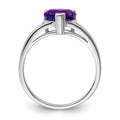 1.40 Ct Heart Purple Amethyst Prong Silver Solitaire Promise Ring by Fine Color Jewels