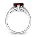 Silver Red Garnet Heart Gemstone Solitaire Ring by Fine Color Jewels