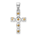 Sterling Silver Natural Citrine and Diamond Cross Pendant by Fine Color Jewels