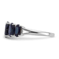 4.75 Ct Oval Blue Lab Created Sapphire Prong Rhodium-Plated Silver Five Stone Ring by Fine Color Jewels