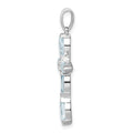 Sterling Silver Natural Blue Aquamarine and Diamond Pendant by Fine Color Jewels
