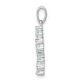 Sterling Silver Natural Blue Aquamarine and Diamond Cross Pendant by Fine Color Jewels
