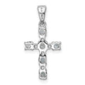Sterling Silver Natural Blue Aquamarine and Diamond Cross Pendant by Fine Color Jewels