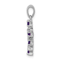 Sterling Silver Natural Amethyst and Diamond Cross Pendant by Fine Color Jewels