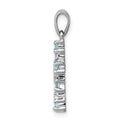 Sterling Silver Natural Blue Sky Blue Topaz and Diamond Cross Pendant by Fine Color Jewels