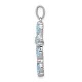 Sterling Silver Natural Blue Sky Blue Topaz and Diamond Pendant by Fine Color Jewels