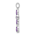 Sterling Silver Natural Amethyst and Diamond Pendant by Fine Color Jewels