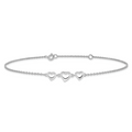 Silver Three Hearts Adjustable Anklet by Fine Color Jewels