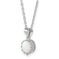 Sterling Silver Rhodium-plated Polished Created Opal Necklace by Fine Color Jewels