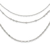 Round Beaded Sterling Silver Rhodium-Plated Layered Necklace