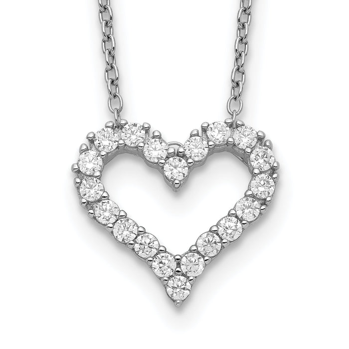 Sterling Silver CZ Heart Necklace by Fine Color Jewels