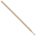 Tri-Tone Gold Plated Silver 3-Strand Diamond-Cut Bead & Twisted Fancy Link Lobster Clasp Chain Bracelet by Fine Color Jewels
