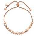 Rose Gold over Silver Interlocking Heart Adjustable Slider Bolo Bracelet by Fine Color Jewels