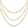 Round White Cubic Zirconia Sterling Silver Gold-Tone Layered Cable Chain Necklace