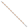 Two-Tone Rhodium and Rose Gold Plated Silver Alternating Multi-Size Polished Ball Station Lobster Clasp Beaded Bracelet by Fine Color Jewels