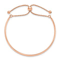 Rose Gold Plated Sterling Silver High Polish Half-Bangle Adjustable Slider Bracelet by Fine Color Jewels