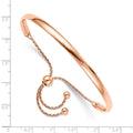 Rose Gold Plated Sterling Silver High Polish Half-Bangle Adjustable Slider Bracelet by Fine Color Jewels