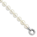 Round White Shell Pearl Rhodium-Plated Clasp Sterling Silver Hand-Knotted Fancy Bracelet by Fine Color Jewels