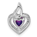 Silver Purple Amethyst and Diamond Heart in Heart Pendant by Fine Color Jewels